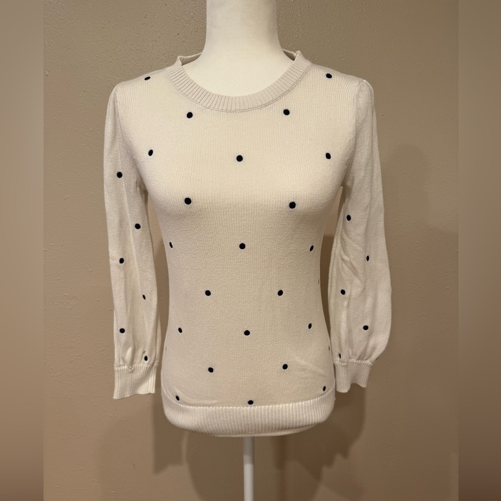 Boden Polka Dot Cream Sweater 100% Cotton